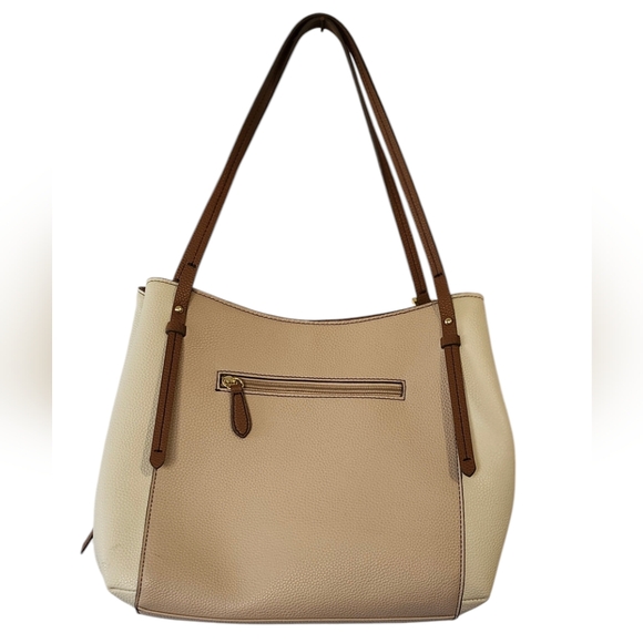 EUC Liz Claiborne Tote, Tan and Cream Purse, Liz Claiborne Purse, Two Toned Bag - Picture 9 of 16